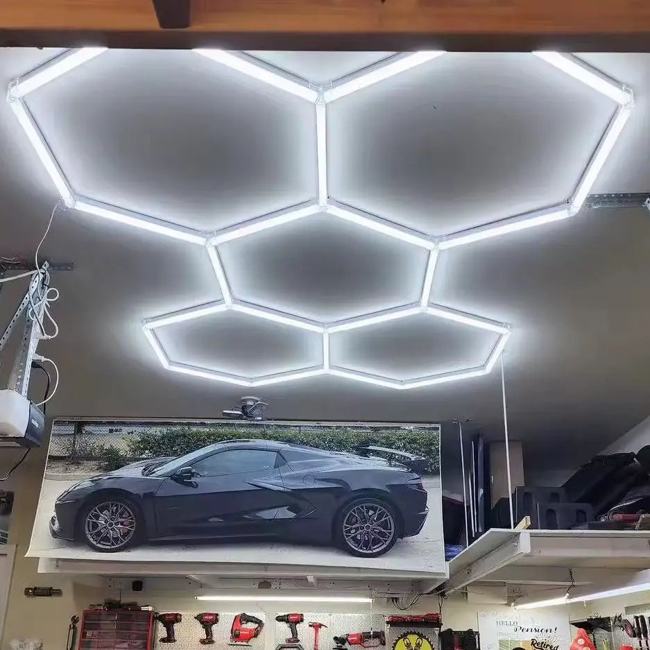 High Lumen 5-Grid LED Hexagon Workshop Light AC 220V