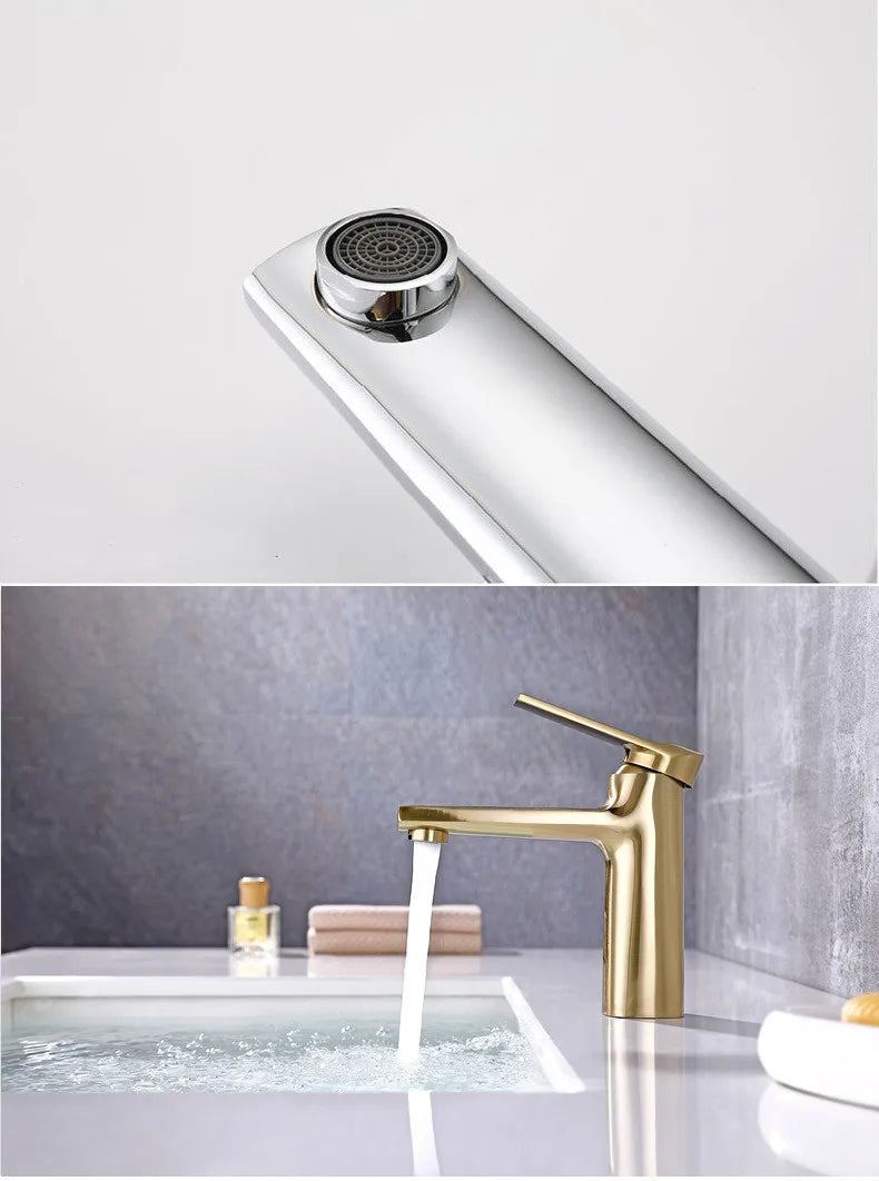 HONGDEC Brass Bathroom Basin Faucet with Mixer Handle