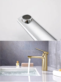 HONGDEC Brass Bathroom Basin Faucet with Mixer Handle