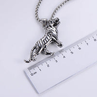 Vintage Hip Hop Tiger Pendant Necklace Stainless Steel Men's Necklace Exaggerated Necklace for Men Gifts for Men