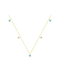 Gold & Silver Turquoise Pendant Necklace – 925 Sterling
