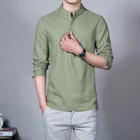 Men’s Mandarin Collar Long Sleeve T-Shirt