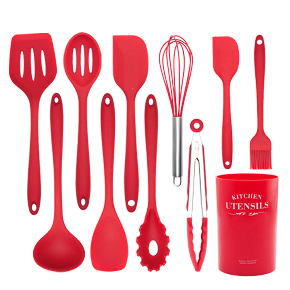 11-Piece Silicone Kitchen Utensil Set with Spatula & Spoon