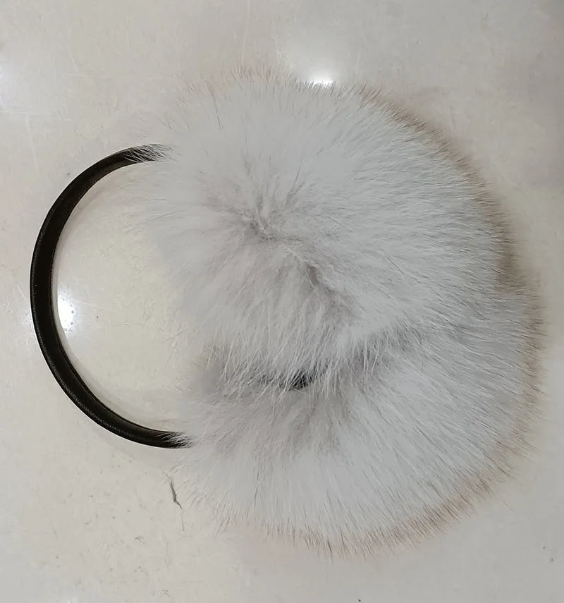 Oversized Real Raccoon Fur Winter Earmuffs for Women