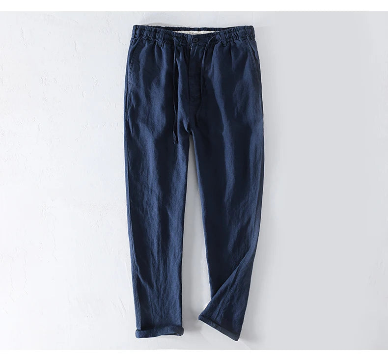Men’s Linen Dress Pants Casual Loose Summer Trousers