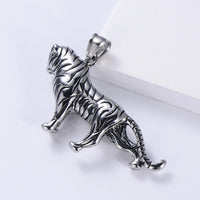 Vintage Hip Hop Tiger Pendant Necklace Stainless Steel Men's Necklace Exaggerated Necklace for Men Gifts for Men