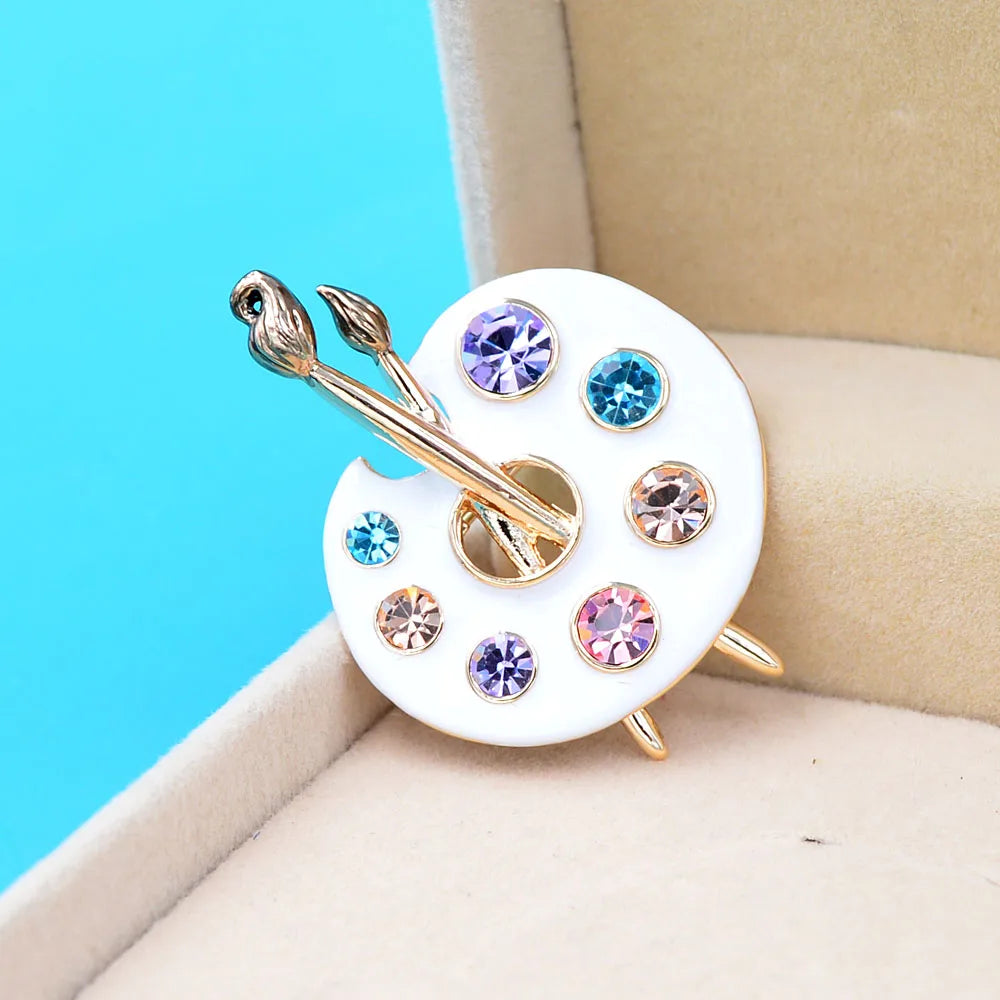 CINDY XIANG Rhinestone Palette Brooch Unisex Pin