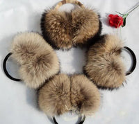 Oversized Real Raccoon Fur Winter Earmuffs for Women