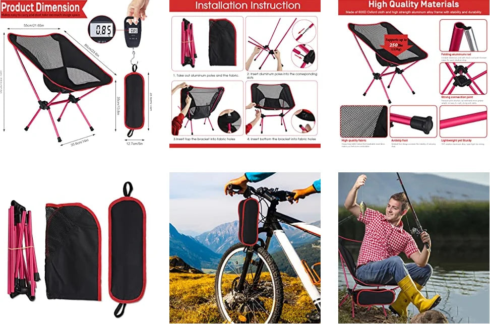 Ultralight Portable Folding Chair for Camping & Hiking