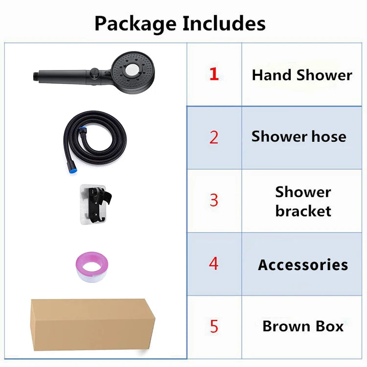 Matte Black High Pressure Handheld Showerhead Set