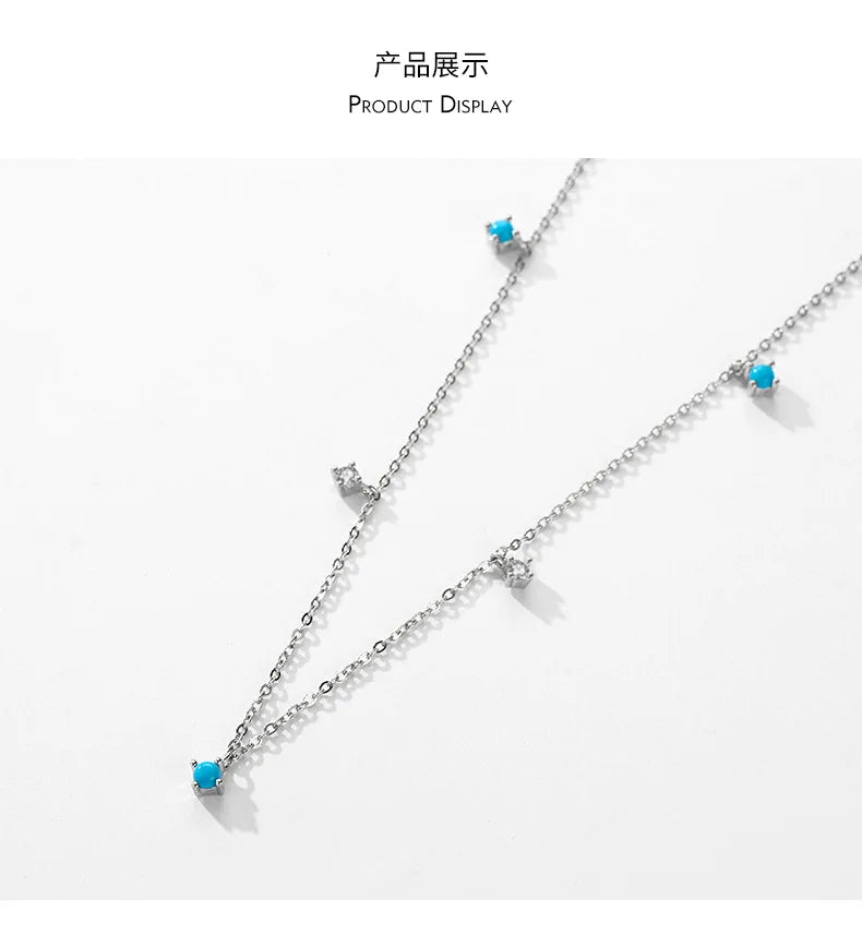 Gold & Silver Turquoise Pendant Necklace – 925 Sterling