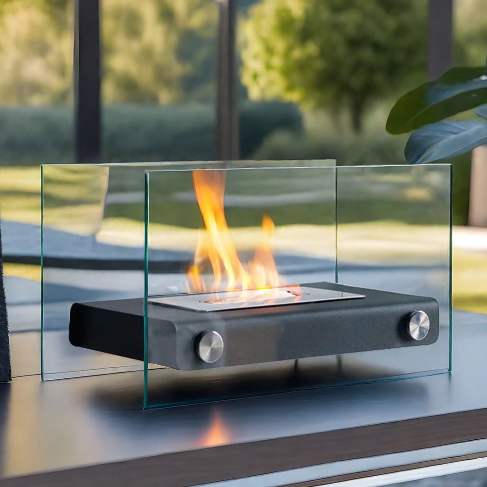 Bioethanol Tabletop Fireplace – Modern Black