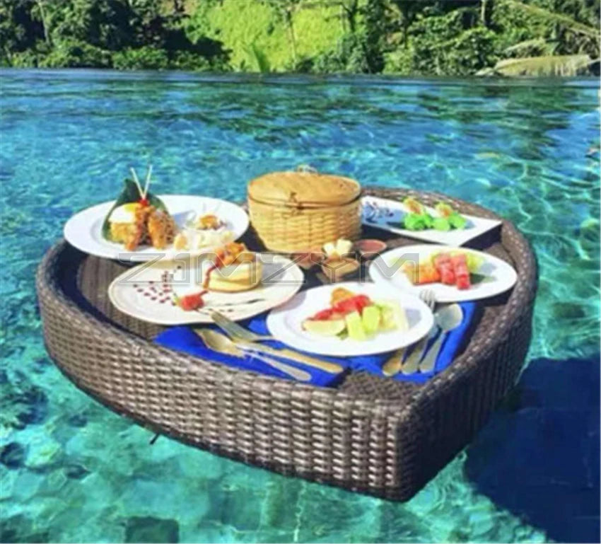 Bali Rattan Floating Tray for Pool & Outdoor Dining