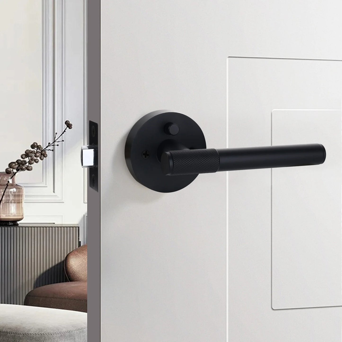 Modern Matte Black Interior Privacy Door Handle
