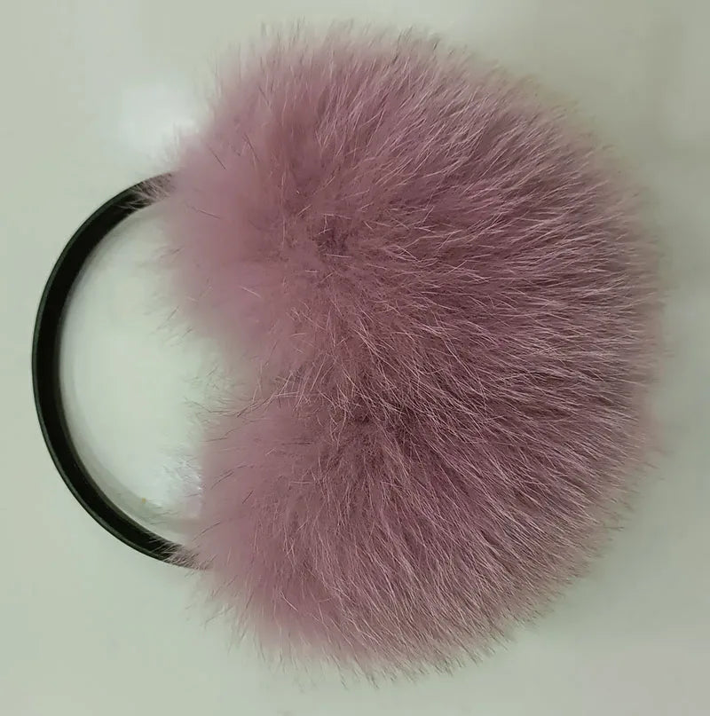 Oversized Real Raccoon Fur Winter Earmuffs for Women