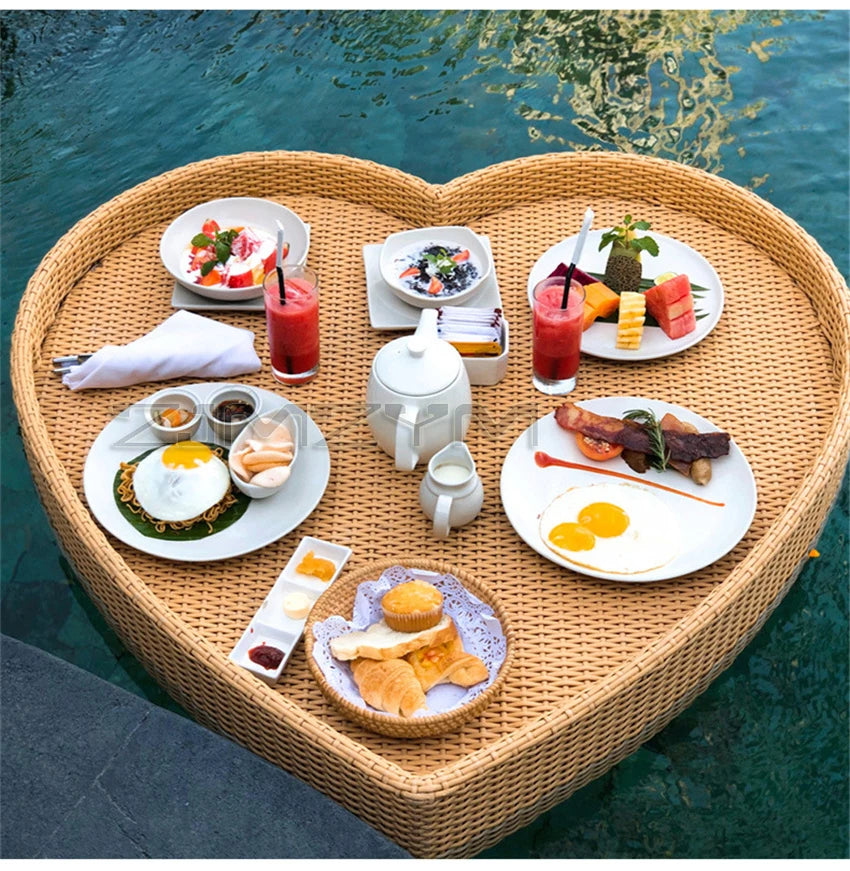 Bali Rattan Floating Tray for Pool & Outdoor Dining