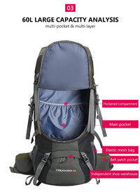 Men’s 60L Hiking Camping Mountaineering Backpack