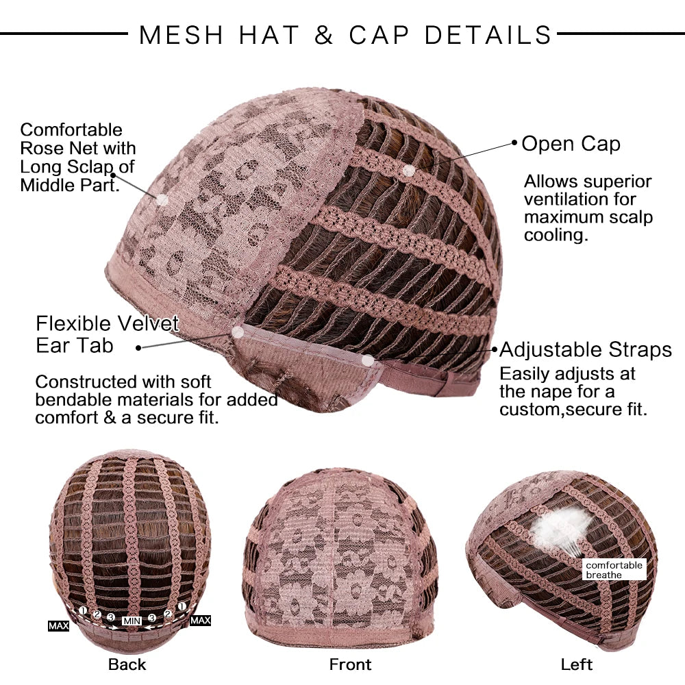 ALAN EATON Ombre Brown Short Layered Wig with Bangs