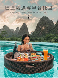 Bali Rattan Floating Tray for Pool & Outdoor Dining