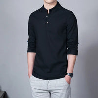 Men’s Mandarin Collar Long Sleeve T-Shirt