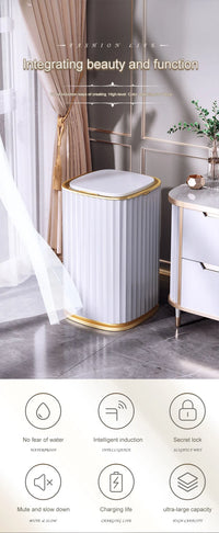 Smart Home Automatic Sensor Trash Can For Kitchen Bathroom Toilet Smart Trash Can Living Room Dustbin Wastebasket Waterproof Bin