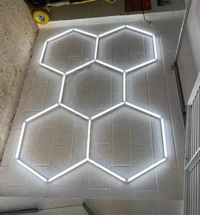 High Lumen 5-Grid LED Hexagon Workshop Light AC 220V