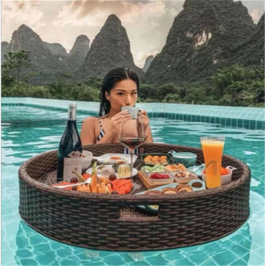 Bali Rattan Floating Tray for Pool & Outdoor Dining