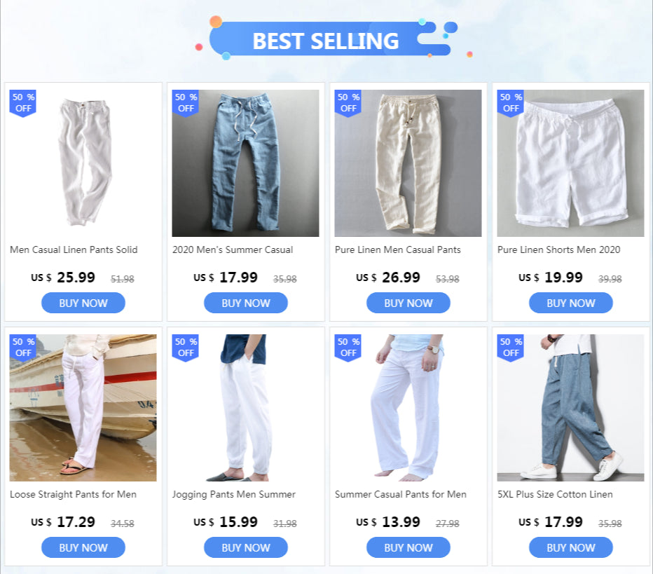 Men’s Linen Dress Pants Casual Loose Summer Trousers