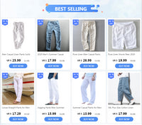 Men’s Linen Dress Pants Casual Loose Summer Trousers