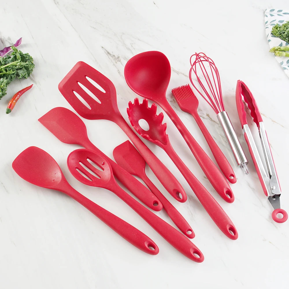 11-Piece Silicone Kitchen Utensil Set with Spatula & Spoon