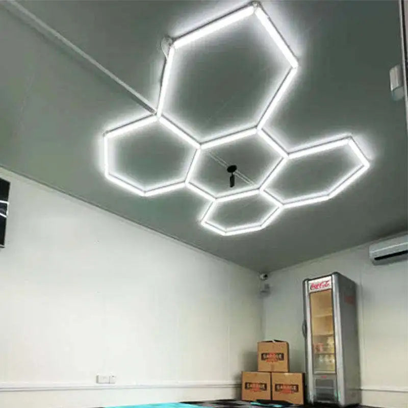 High Lumen 5-Grid LED Hexagon Workshop Light AC 220V