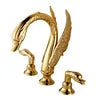 Polished Gold Bathroom Swan Tap Brass Golden Basin Mixer Faucet