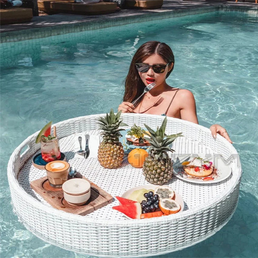 Bali Rattan Floating Tray for Pool & Outdoor Dining