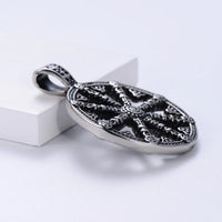 Retro Viking Compass Vegvisir Pendant Stainless Steel Hand Hammered Norse Jewelry Necklace Gifts for Men