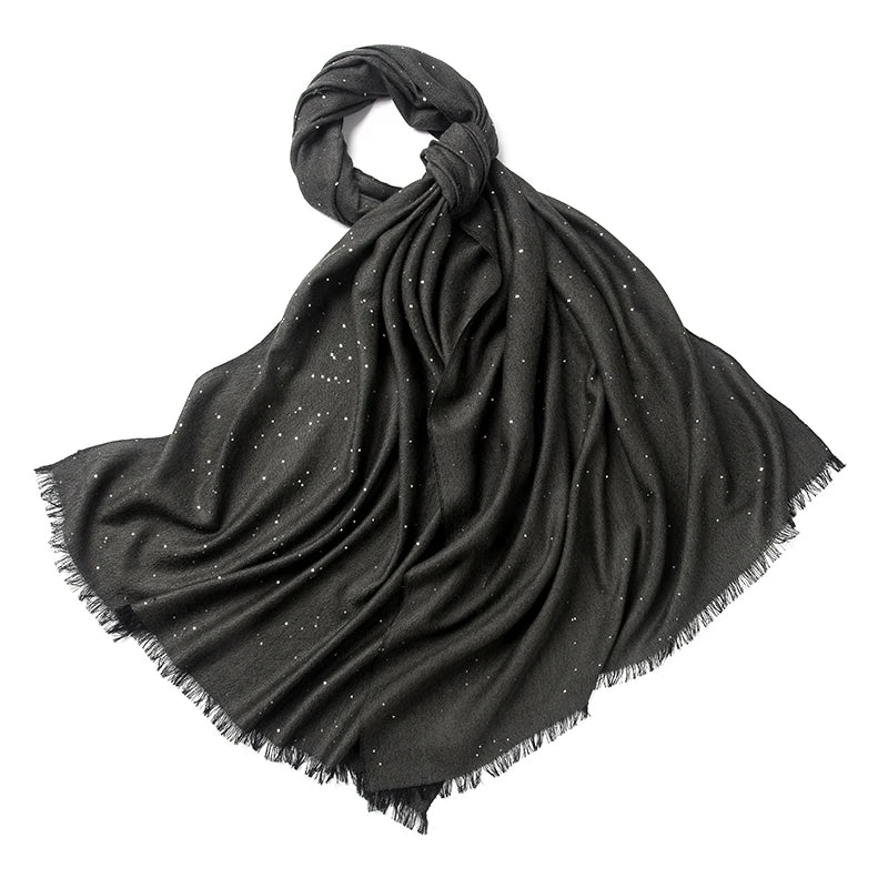 Women’s Designer Wool Scarf – Embroidered Pashmina Shawl