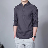 Men’s Mandarin Collar Long Sleeve T-Shirt