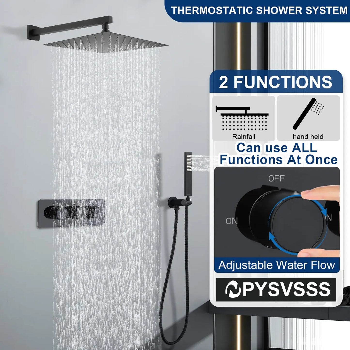 Luxury Brass Rain Shower System – Thermostatic Mixer Set