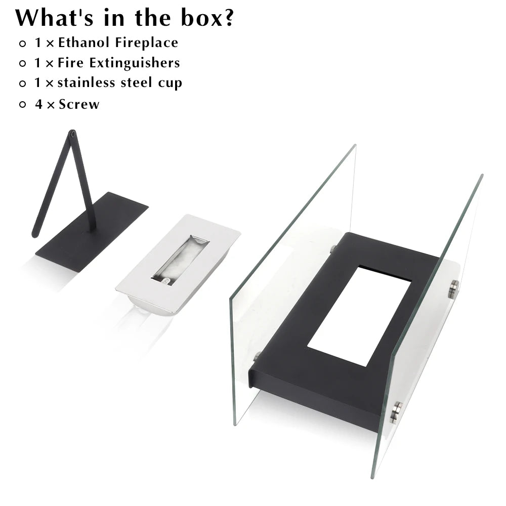 Bioethanol Tabletop Fireplace – Modern Black