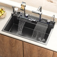 Black Smart Kitchen Faucet with Temp Display & Sprayer