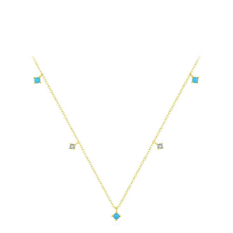 Gold & Silver Turquoise Pendant Necklace – 925 Sterling