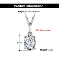 RINNTIN BSMN30 Moissanite Pendant Necklace Set Oval Cut Diamond Sterling Silver Necklace Set for Women