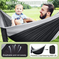 Oversized Double Camping Hammock,Portable Tree Straps Hammock ,210T Nylon Travel Hammock, Lightweight Parachute Hammocks
