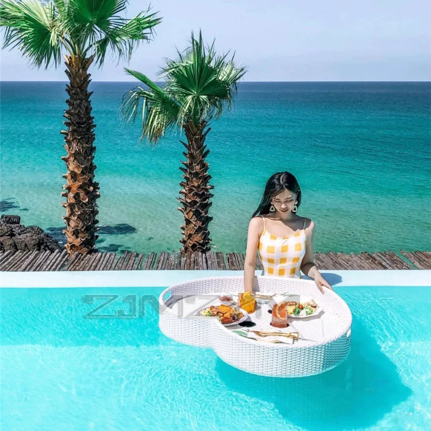 Bali Rattan Floating Tray for Pool & Outdoor Dining