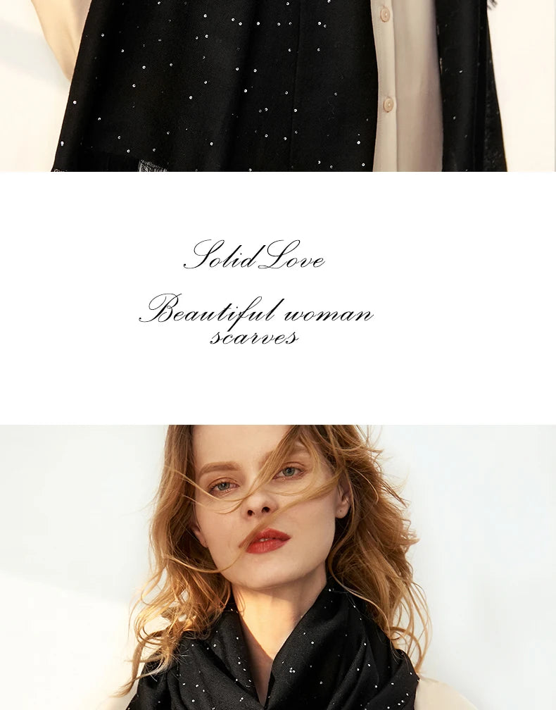 Women’s Designer Wool Scarf – Embroidered Pashmina Shawl