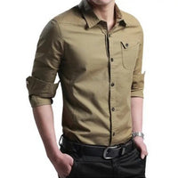 Men’s Casual Cotton Shirt Army Green