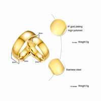 Vnox Classic Wedding Rings for Women Men 6mm Gold Color Stainless Steel Couple Rings Simple Plain Bands Anniversary Gift