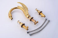 Polished Gold Bathroom Swan Tap Brass Golden Basin Mixer Faucet