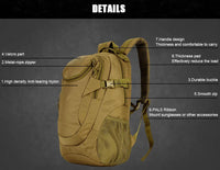 Waterproof Tactical Military Backpack, Army Molle, 25L, Sport, Outdoor, Fishing, Hunting, Camping, Rucksack