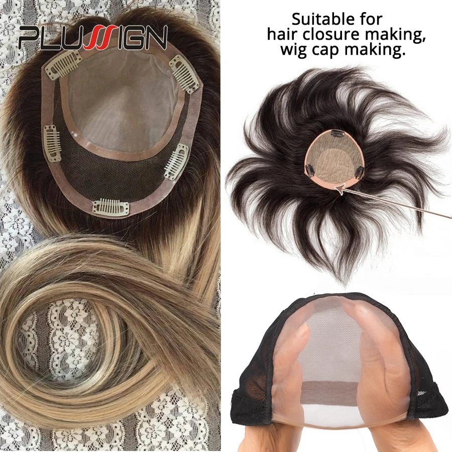 Plussign 5-10Pcs/Lot Lace Net Basement Foundation For Making Lace Top Closure Wigs Brown/Beige Weaving Net Dome Cap Medium Size