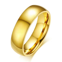 Vnox Classic Wedding Rings for Women Men 6mm Gold Color Stainless Steel Couple Rings Simple Plain Bands Anniversary Gift